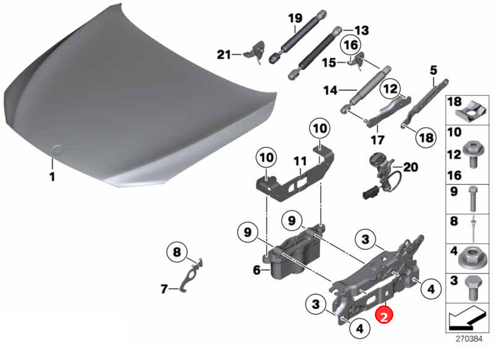 Right engine hood hinge OE 41007204556