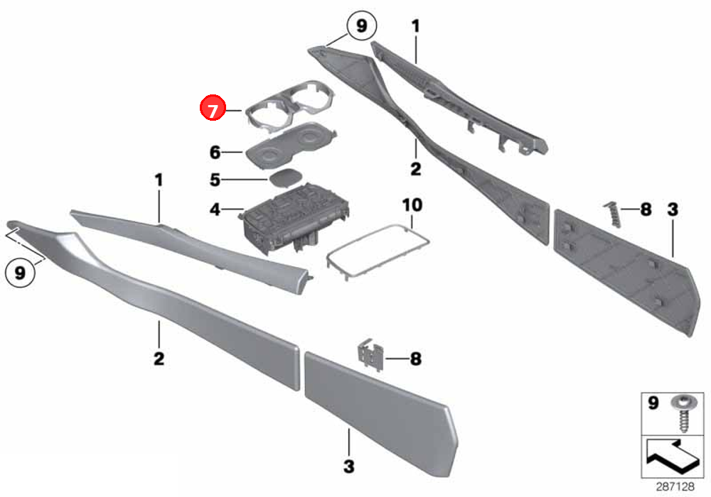 Lift part, drinks holder OE 51169179820