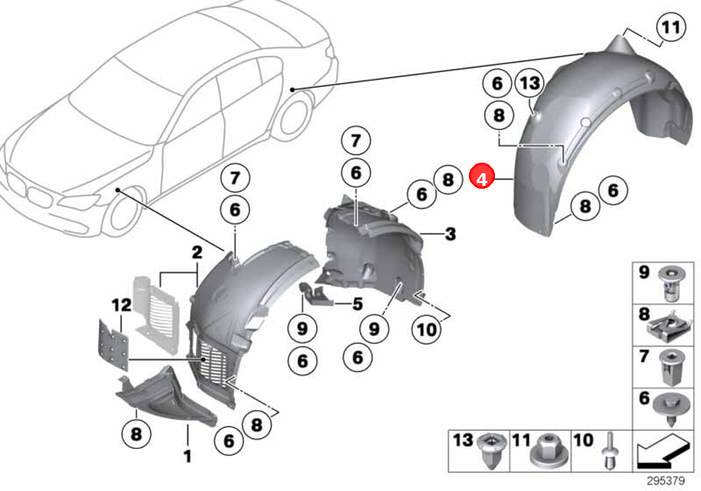 Cover, wheel housing, rear right OE 51717185270