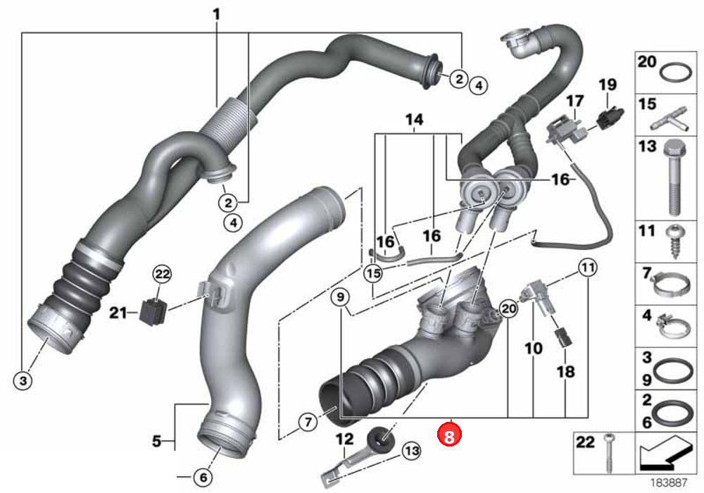Charge\-air duct OE 13717594722