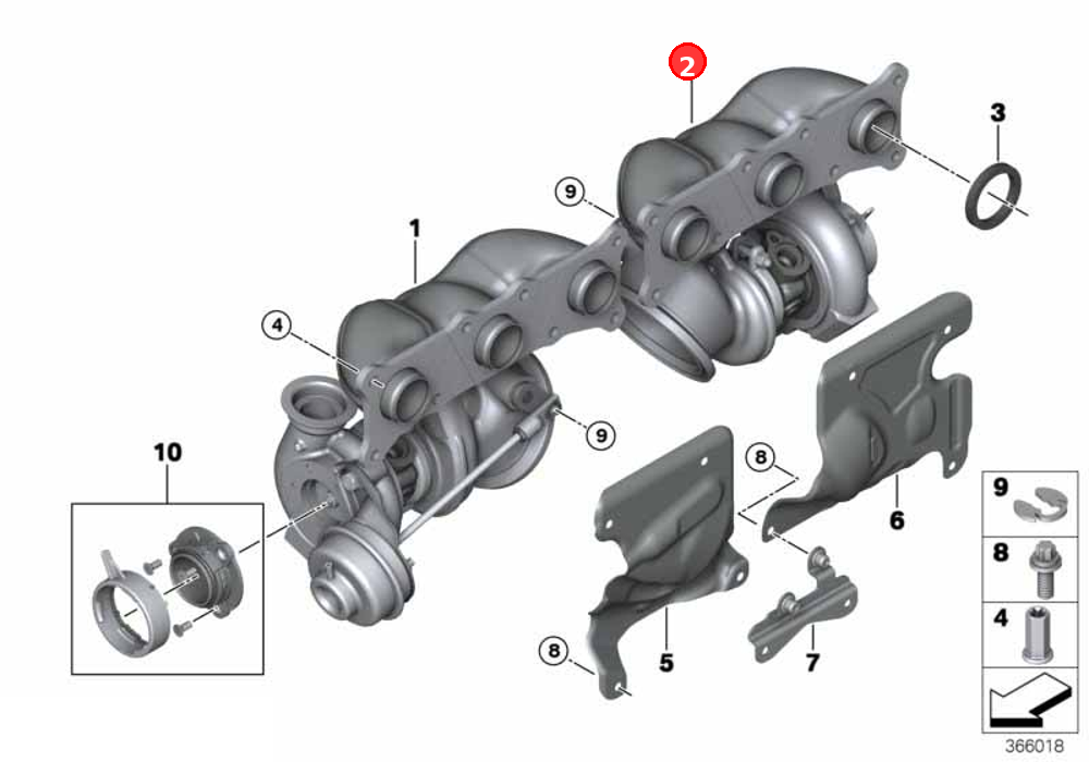 Exhaust turbocharger w.exhaust manifold OE 11657649297