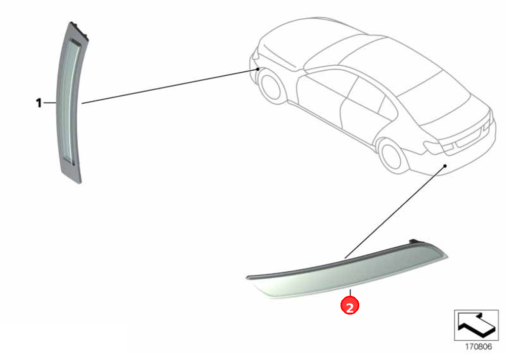 Rear reflector, rear right OE 63147182192