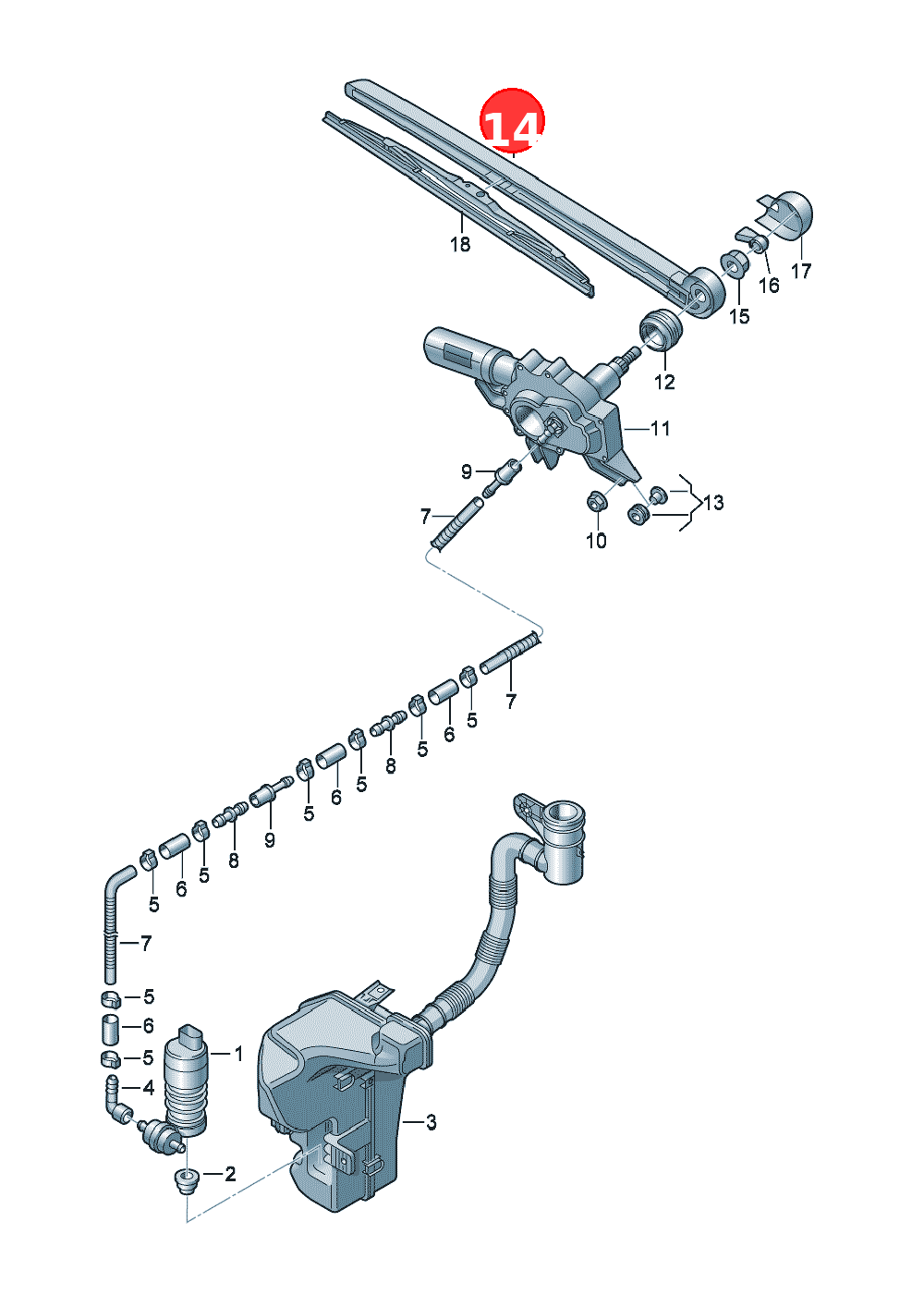 Wiper arm OE 8R0955407