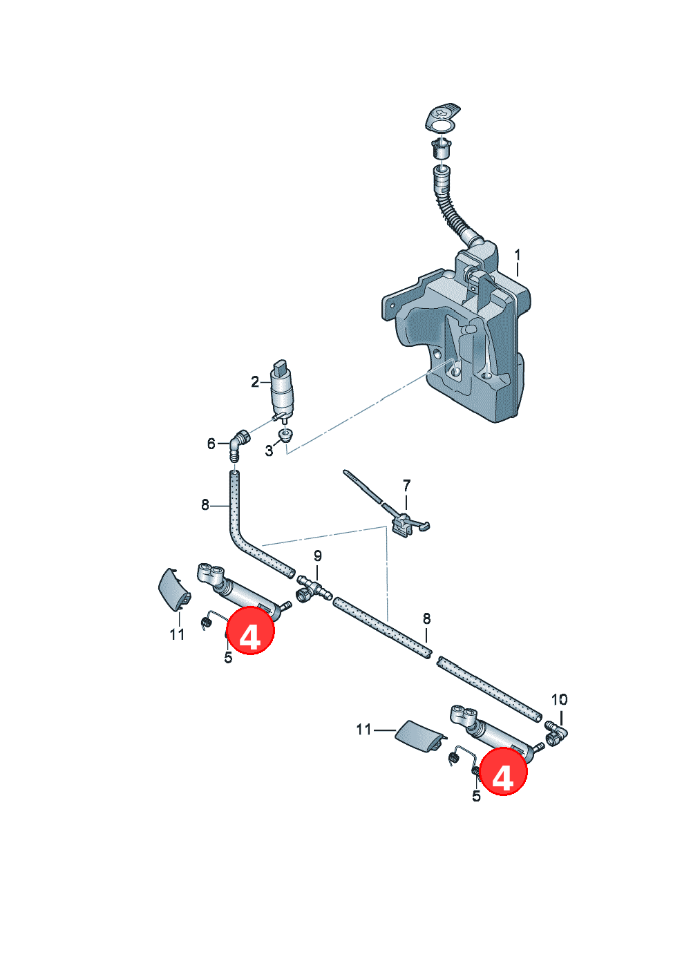 Lift cylinder
for headlight washer system
D >> \- 24.09.2012 OE 8X0955101A