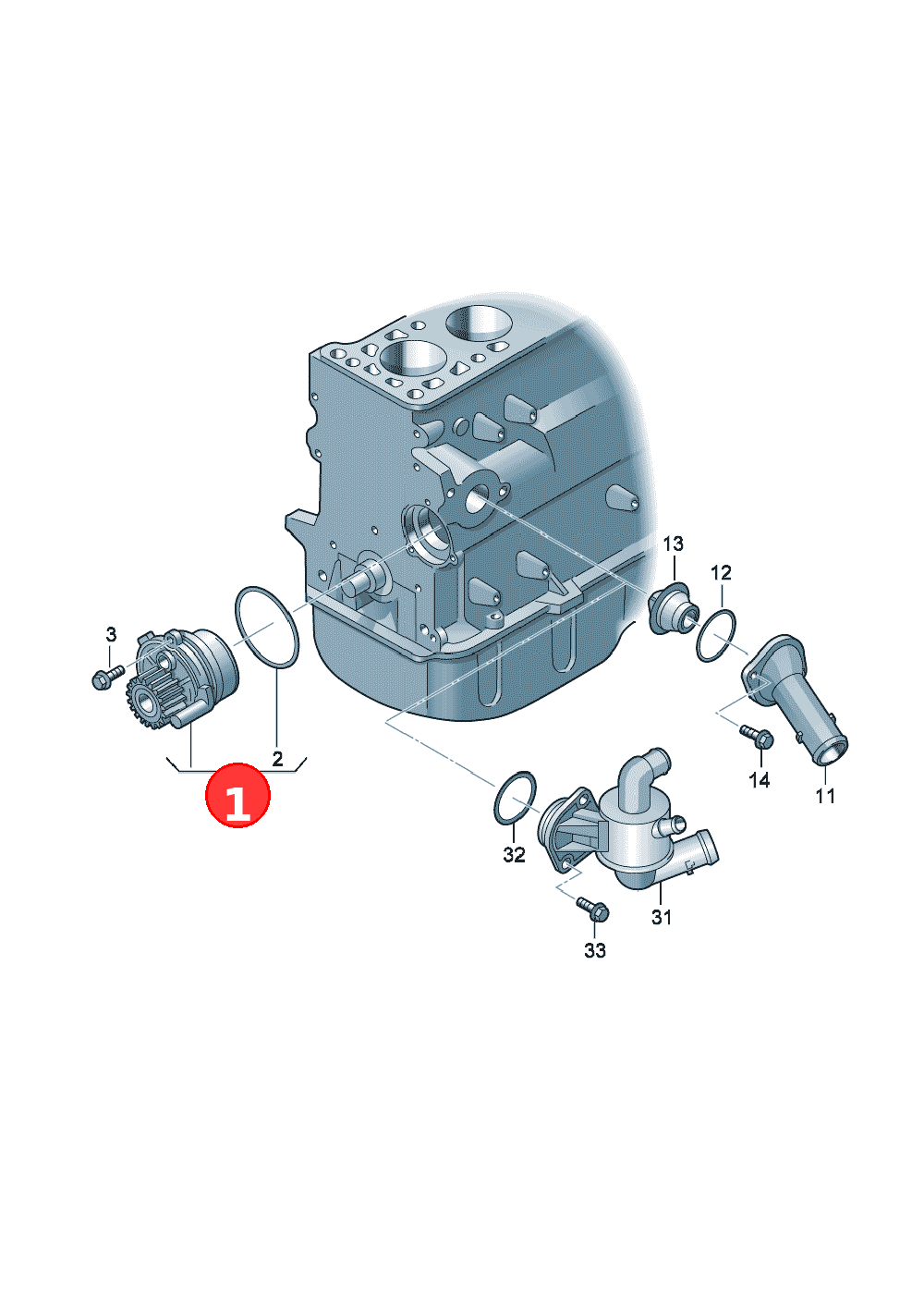Coolant pump with sealing ring OE 06F121011