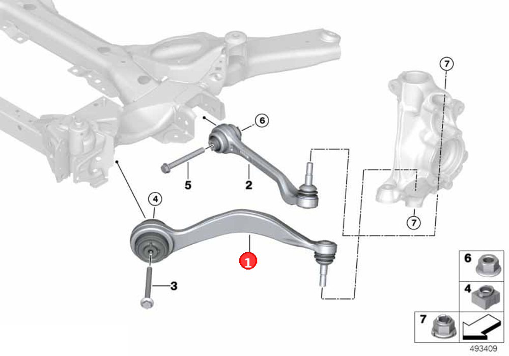 Tension strut with hydr. mount, left OE 31106879849