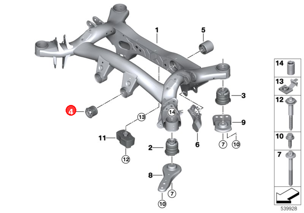 Rubber mounting front OE 33316877260