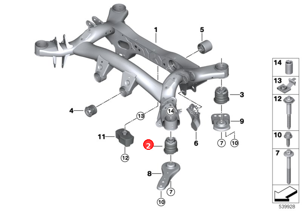Rubber mounting front OE 33318838487