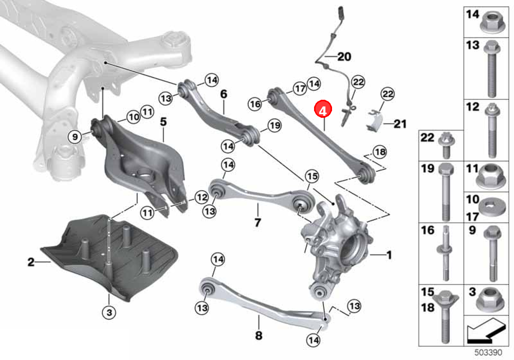 Track strut with rubber mount OE 31106879659