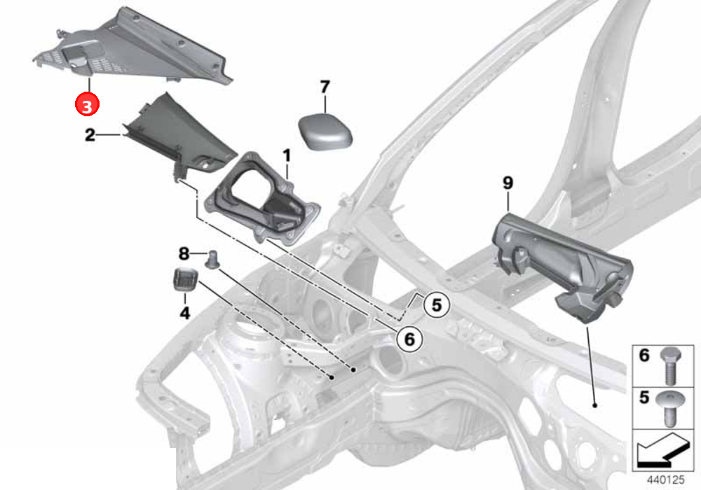 Cover, units compartment OE 64319353041