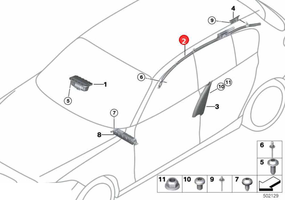 Head airbag, left OE 72127221045