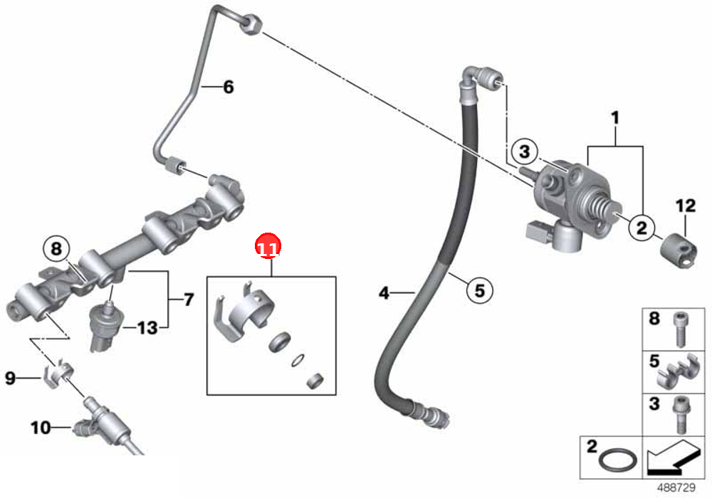 Set of sealing and fastening parts OE 13647600869