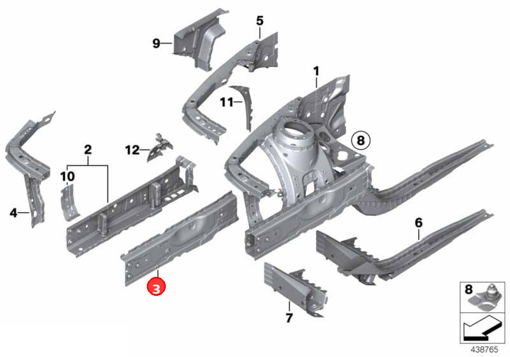 Left interior engine support OE 41007284091