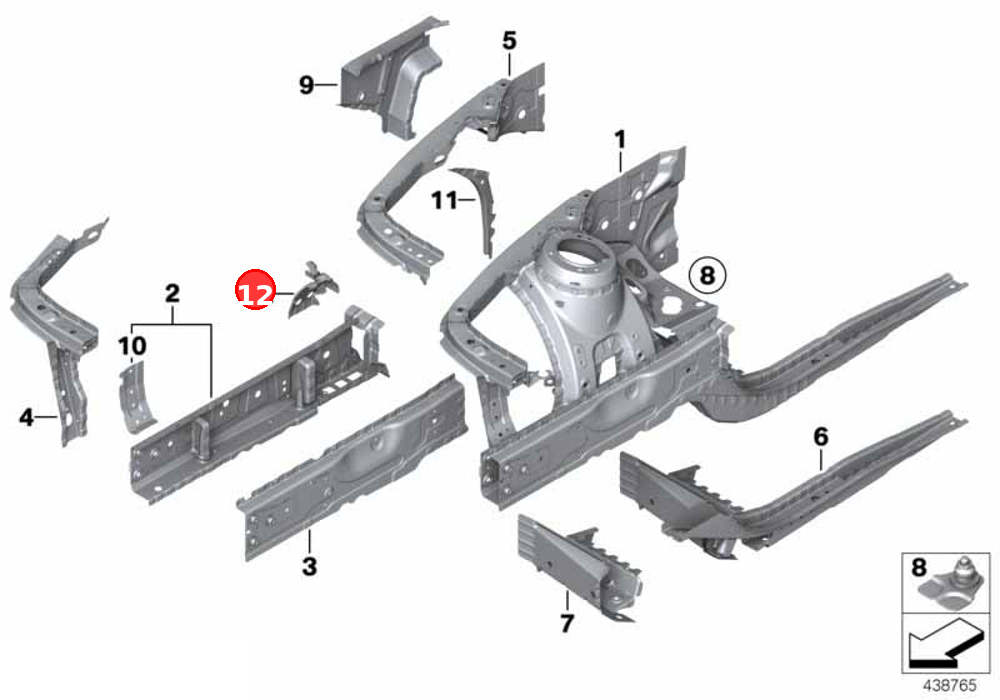 Connection pcs, wheel house/entrance,lft OE 41007377921