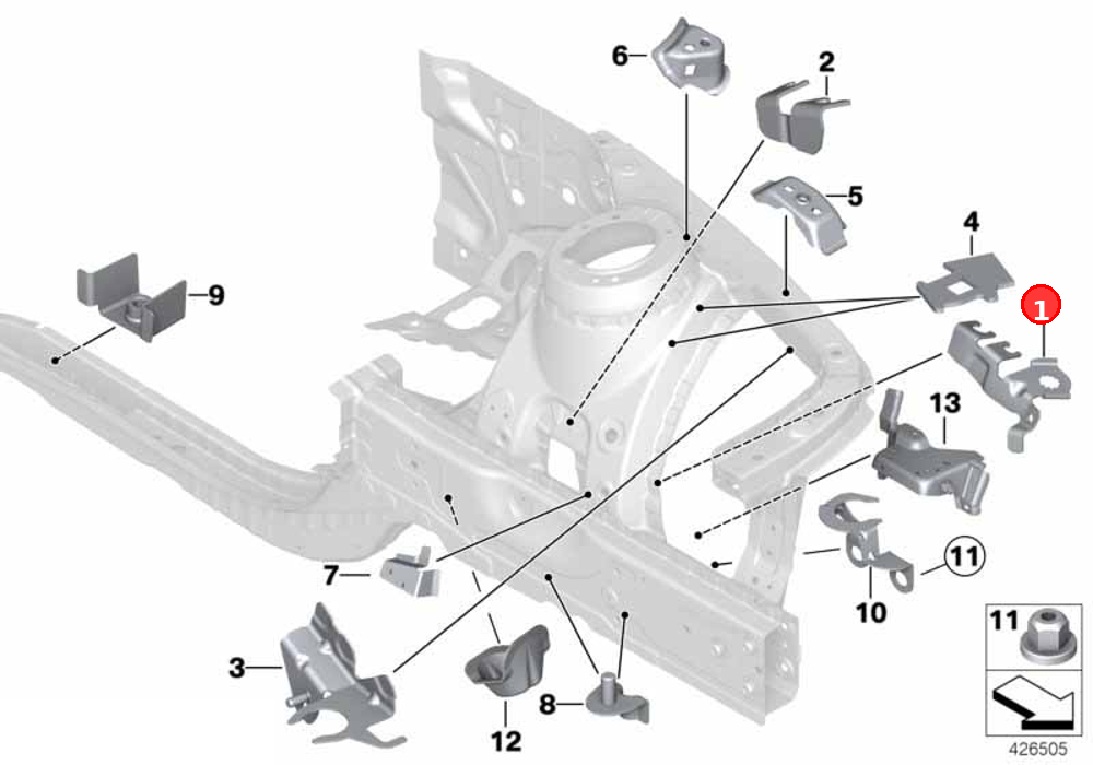 Holder, brake hose, left OE 41007284095