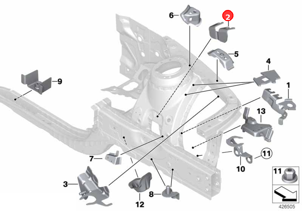 Bracket RDS/BVA, left OE 41107284097