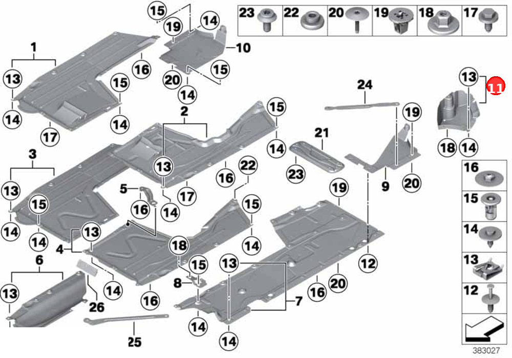 Underbody panelling, rear left OE 51758055219
