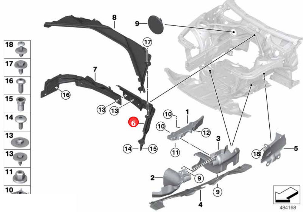 Left engine compartment partition OE 51757331241
