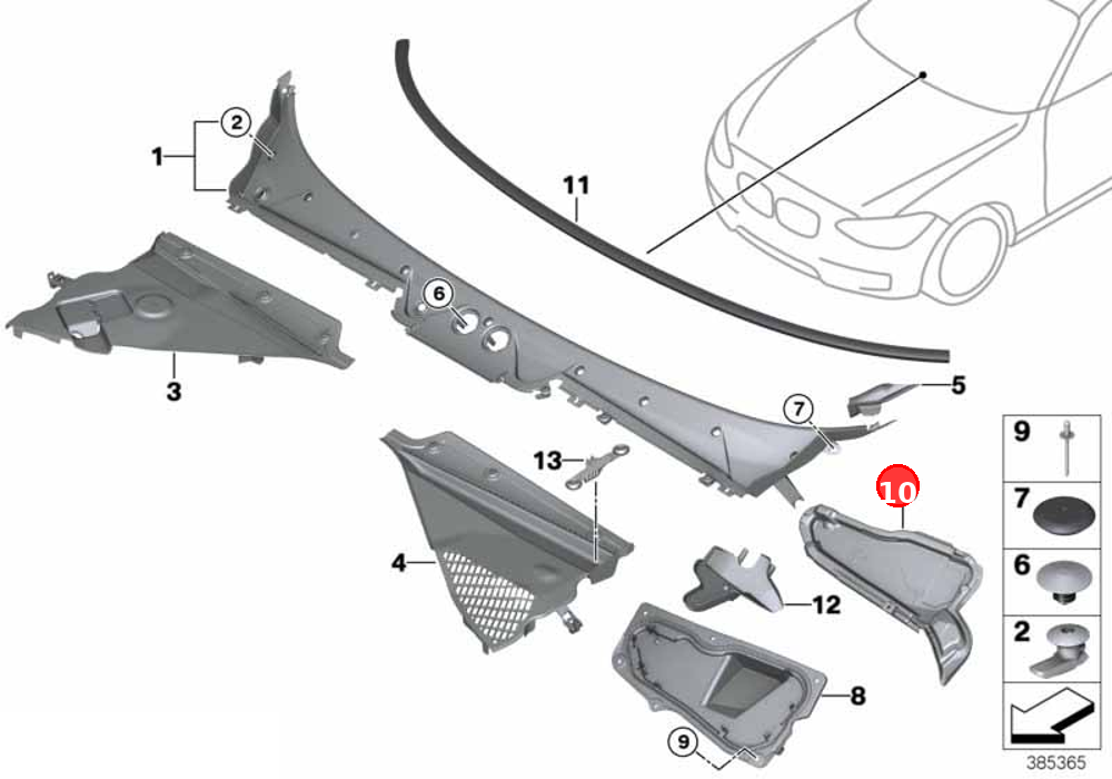 Water drain, wiper pivot OE 51717353217