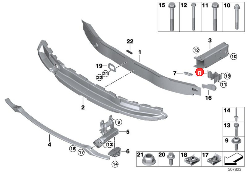 Support front axle support, left OE 51647245795