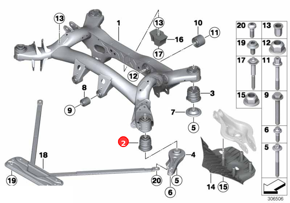 Rubber mounting front OE 33316792509