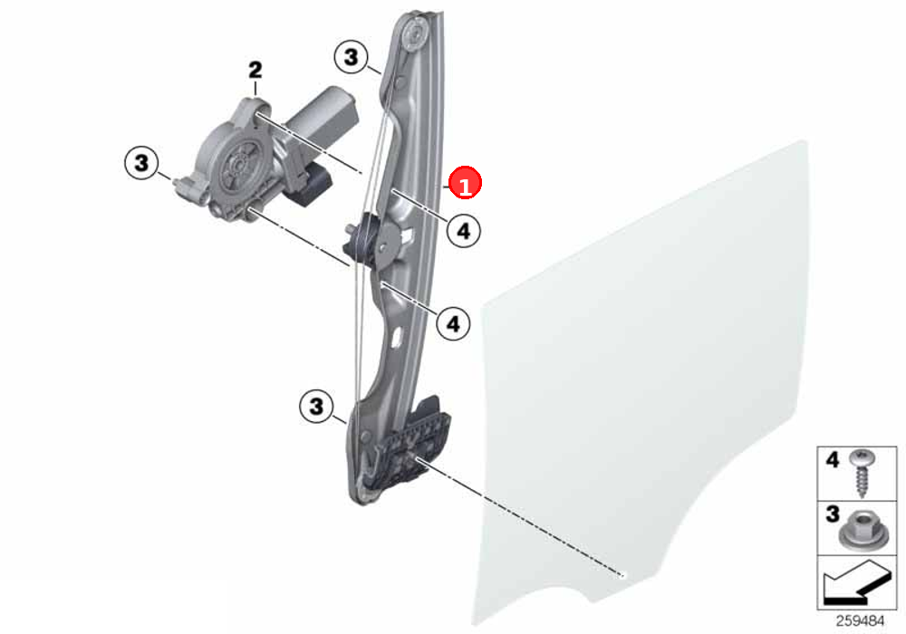Window lifter without motor, rear right OE 51357281884