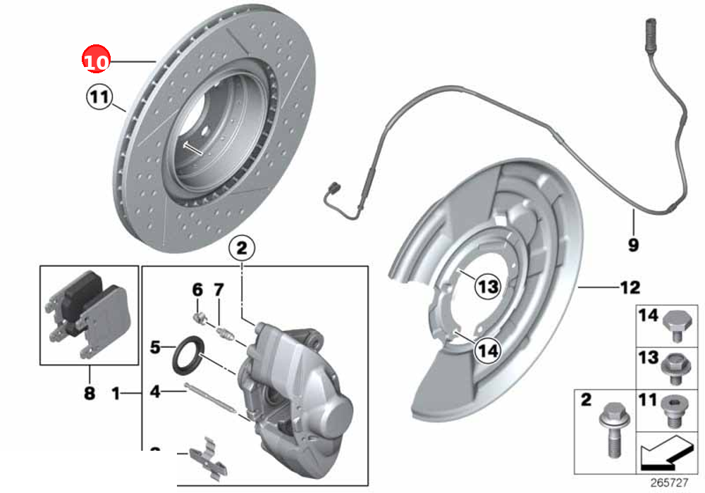 Brake disc, ventilated, w/holes, rear OE 34206797598
