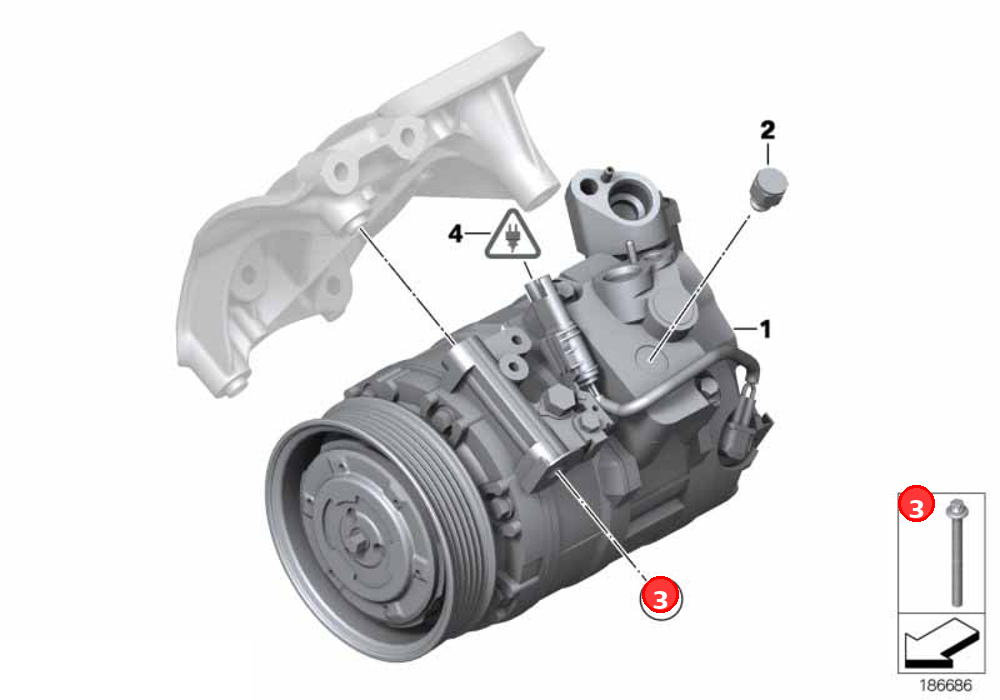 Set of alu. screws air cond.compress OE 64550392602