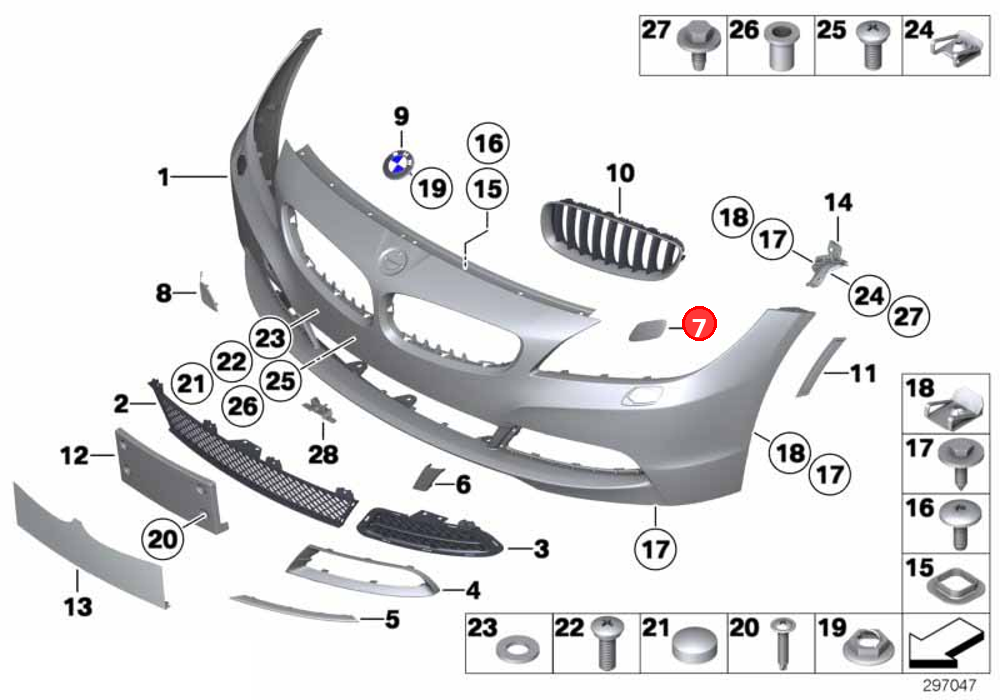 Cover, spray nozzle, primed right OE 51117231080