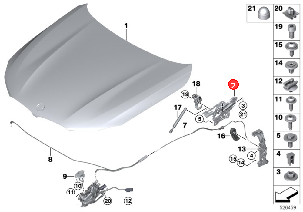 Left engine hood hinge OE 41007427051