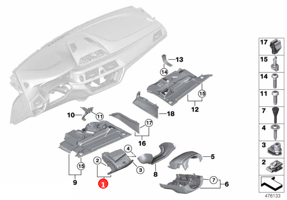 Oddments tray, instr.panel driver's side OE 51167948716