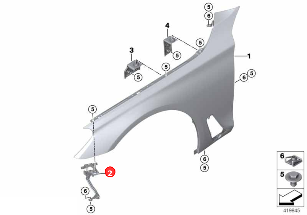 Side panel bracket, front left 1 OE 41007440423