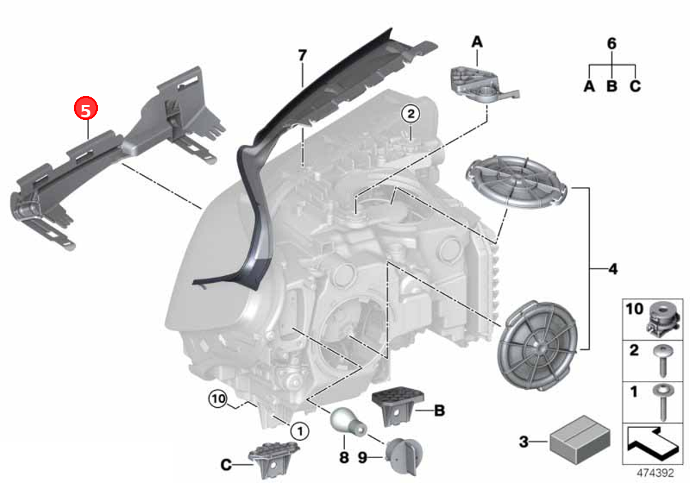 Bracket headlight right OE 63117215278