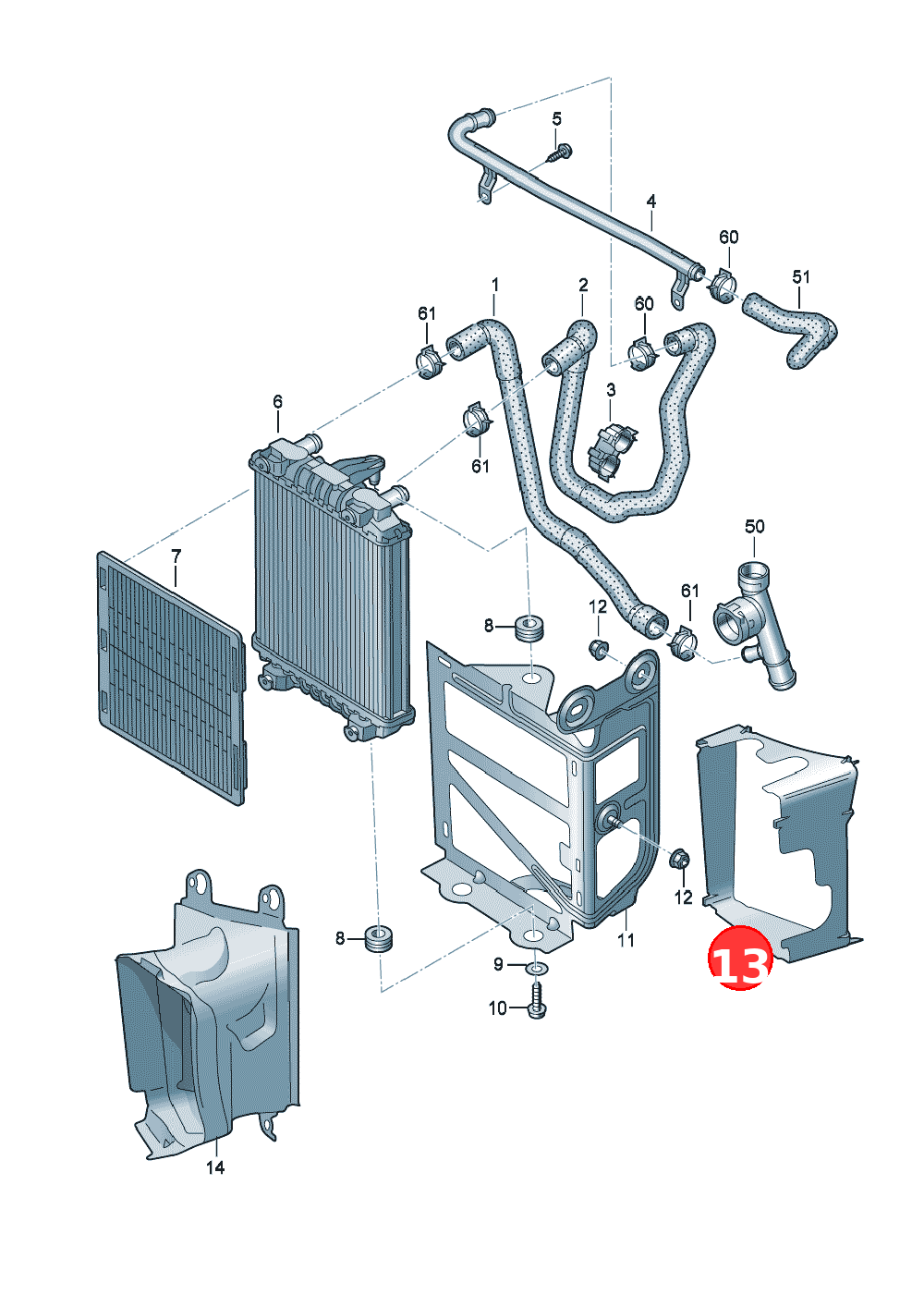 Additional cooler for coolant OE 5Q0121251HA