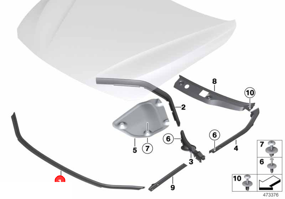 Front engine hood sealing OE 51767255802