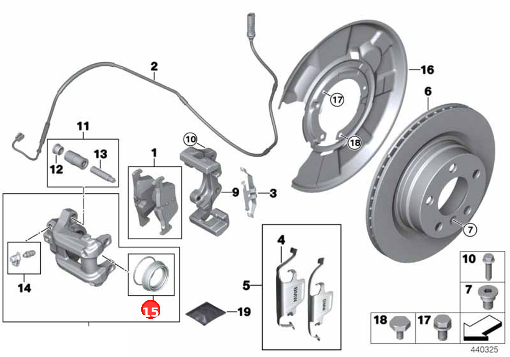 Repair set brake caliper OE 34216850859