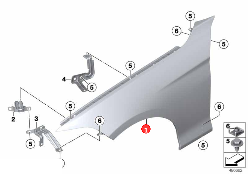 Side panel, front right OE 41009621598