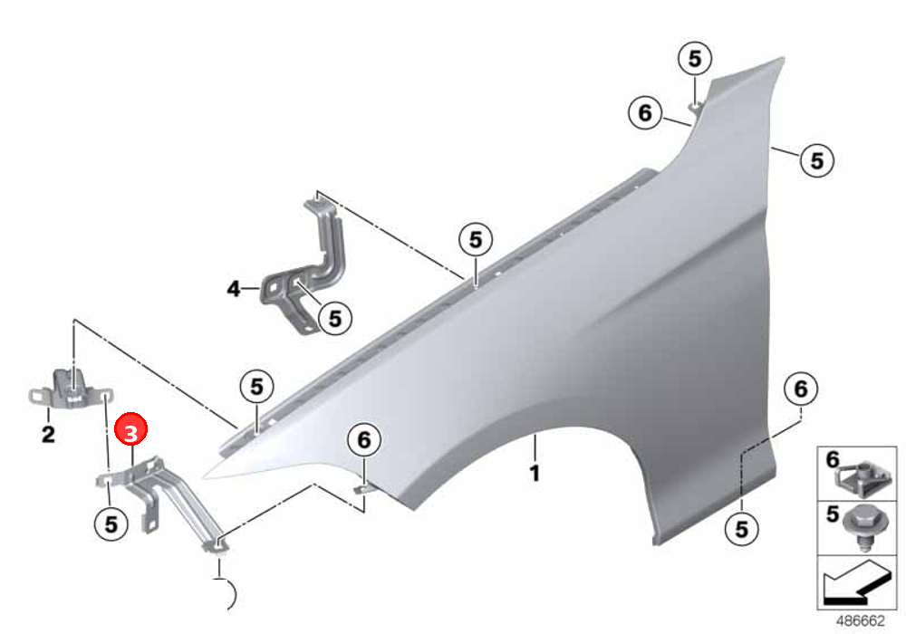 Side panel bracket, front left 2 OE 41357298037