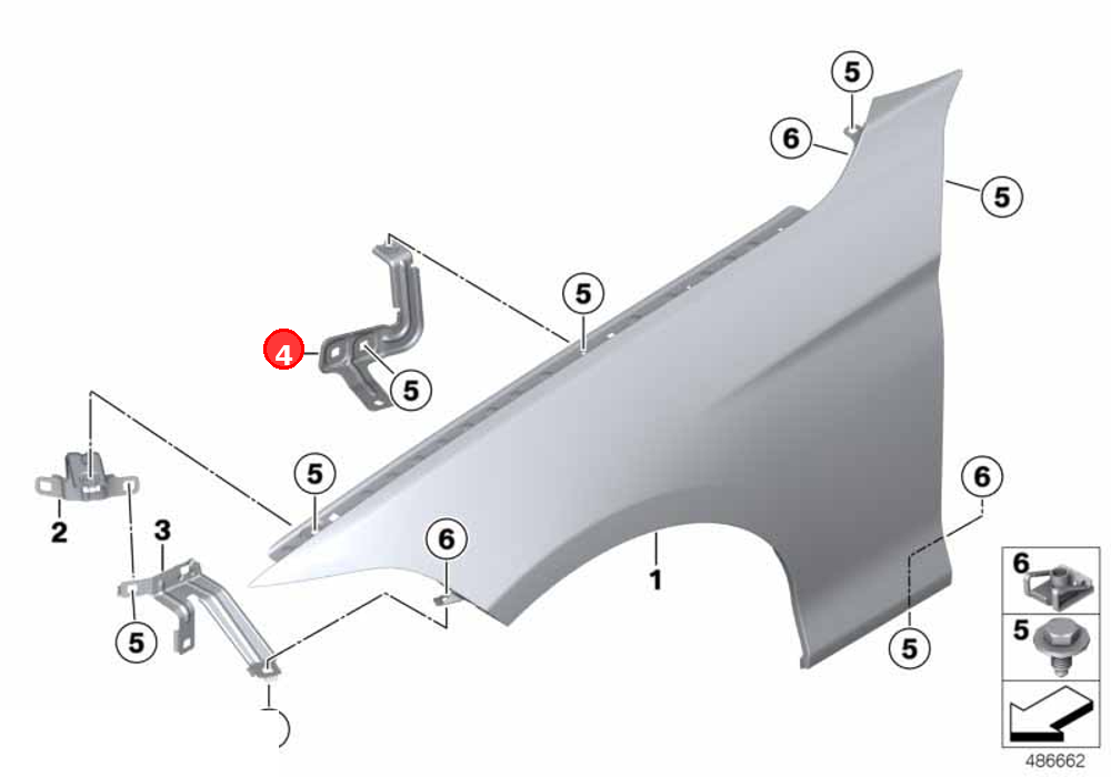Side panel bracket, front left 3 OE 41358066939