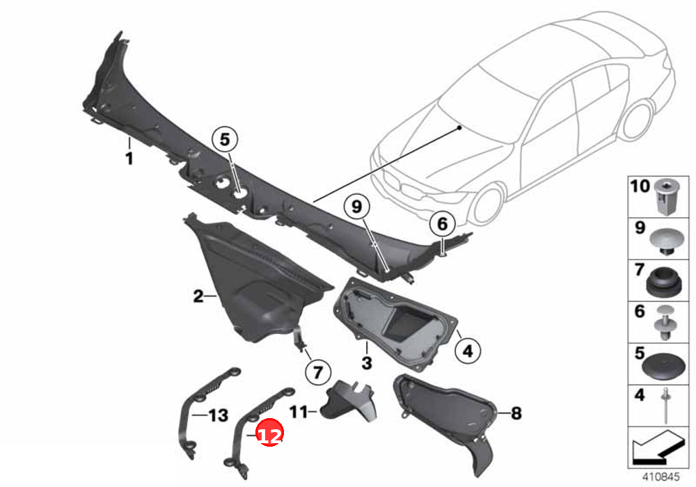 Leaf grill,right OE 51717402082