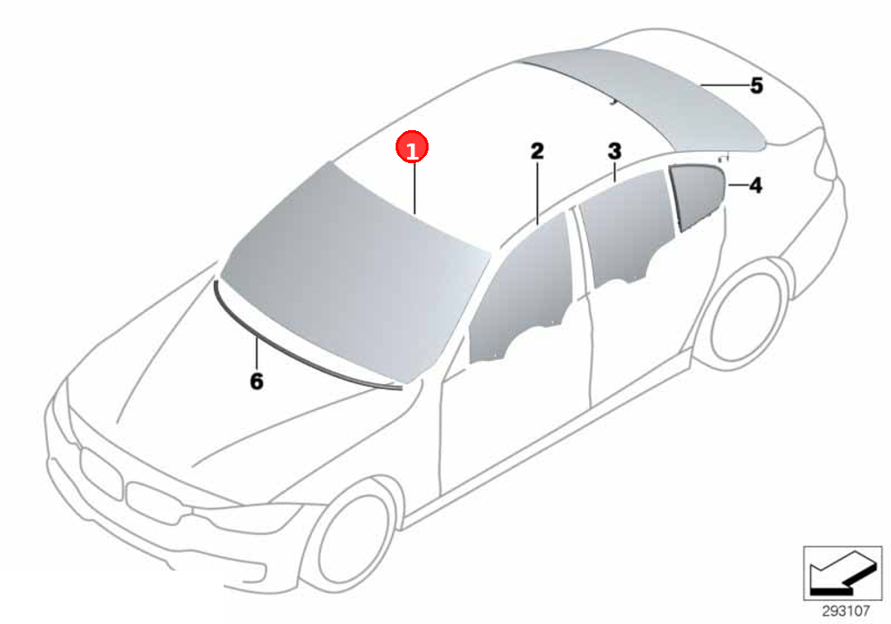 Green windscreen, grey shade band OE 51317258065