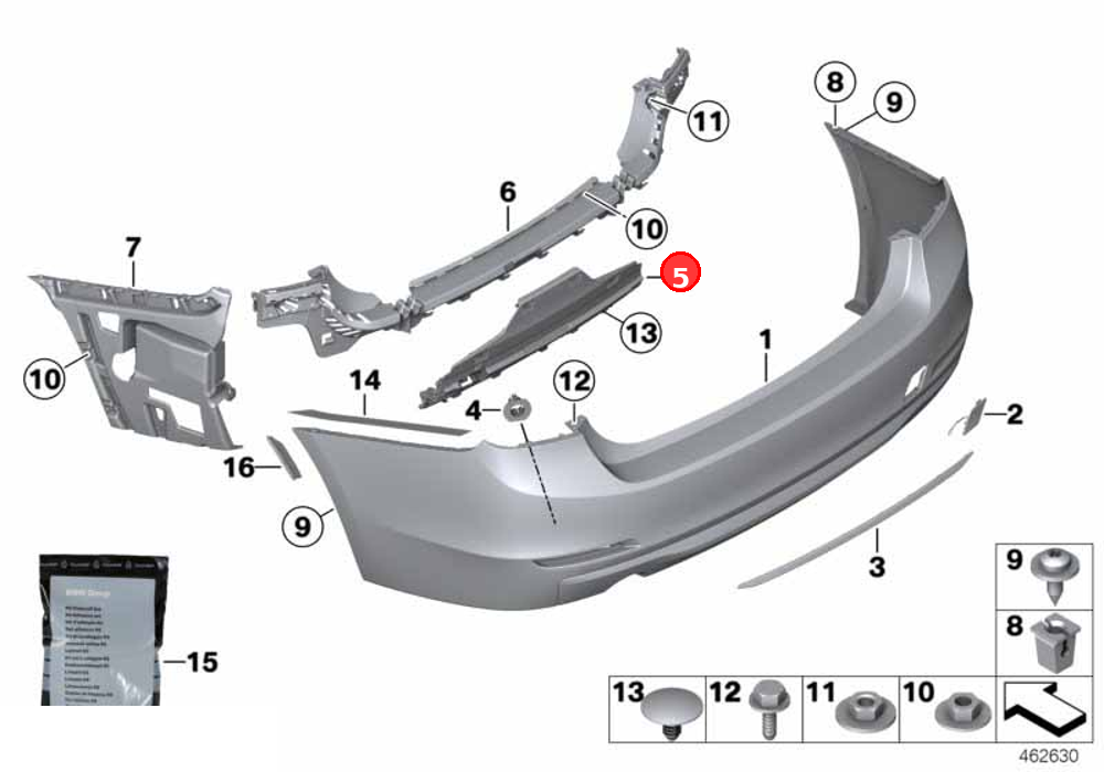Reinforcement, bumper, rear bottom OE 51127256921