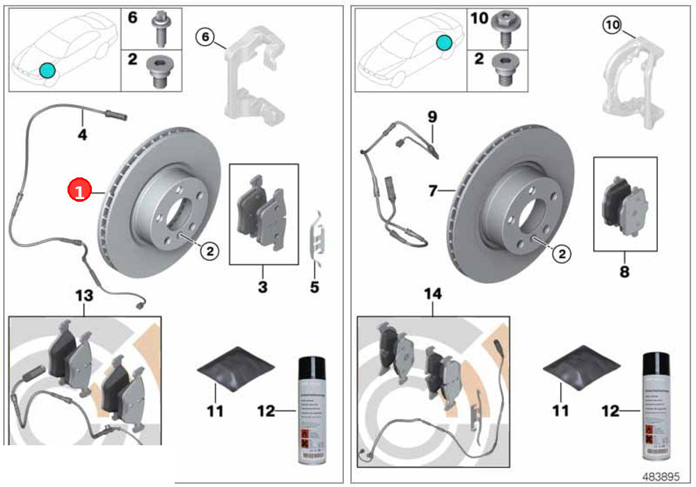 Brake disc, lightweight, ventilated OE 34116794429