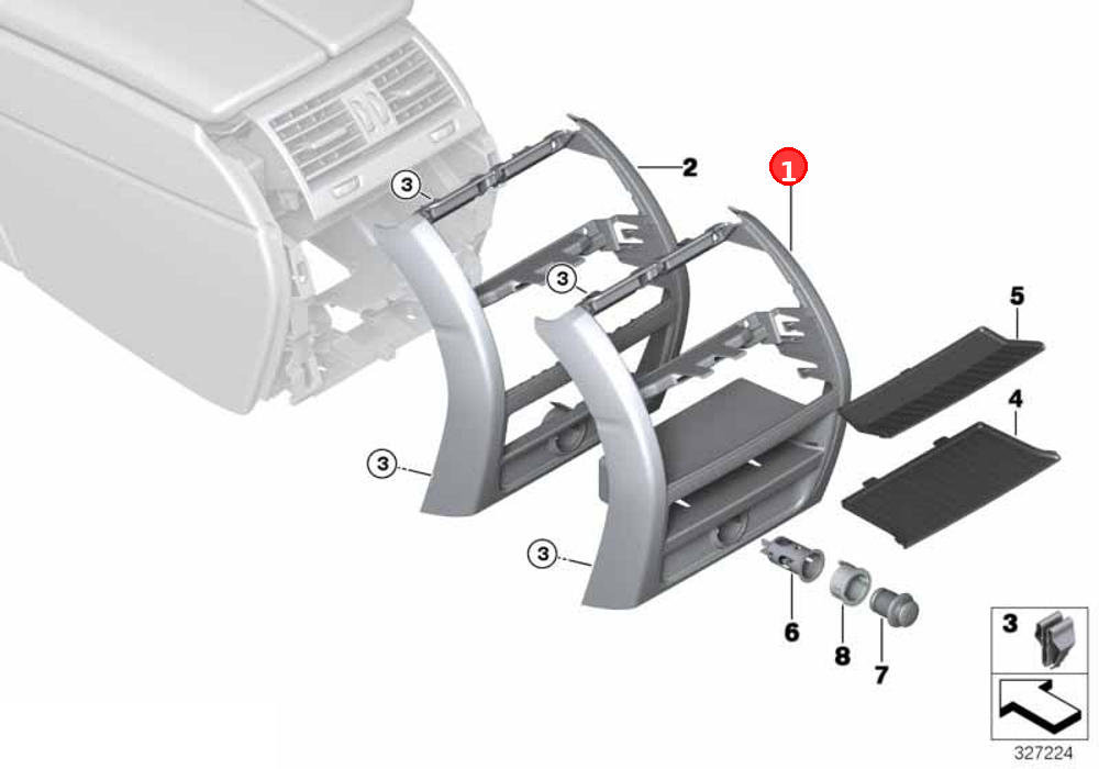 Cover centre console, rear OE 51169206781