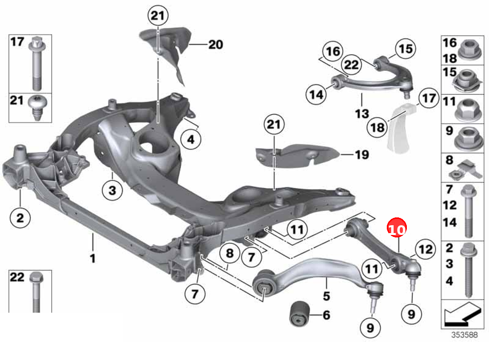 Wishbone, bottom,with rubber mount right OE 31128873900