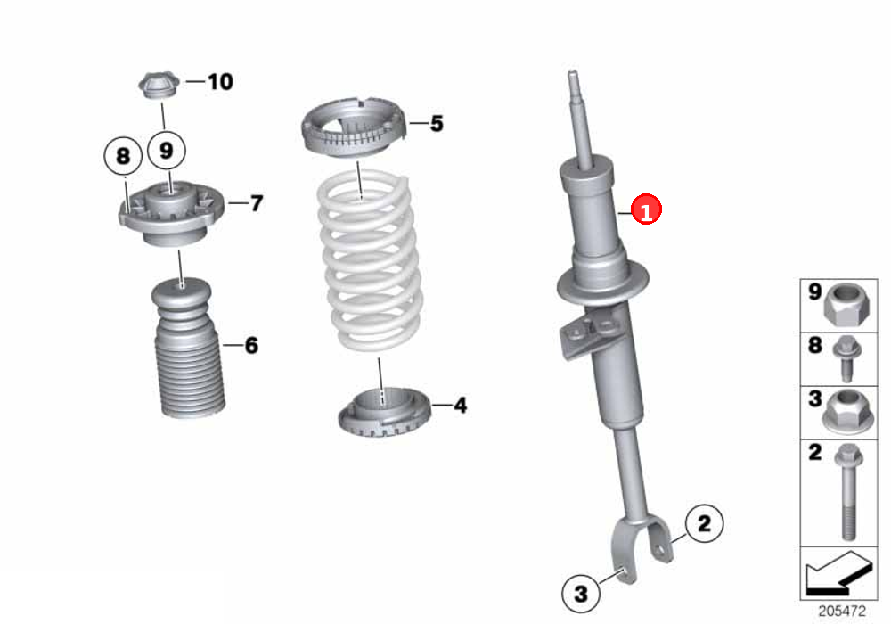 Front right spring strut OE 31316863660