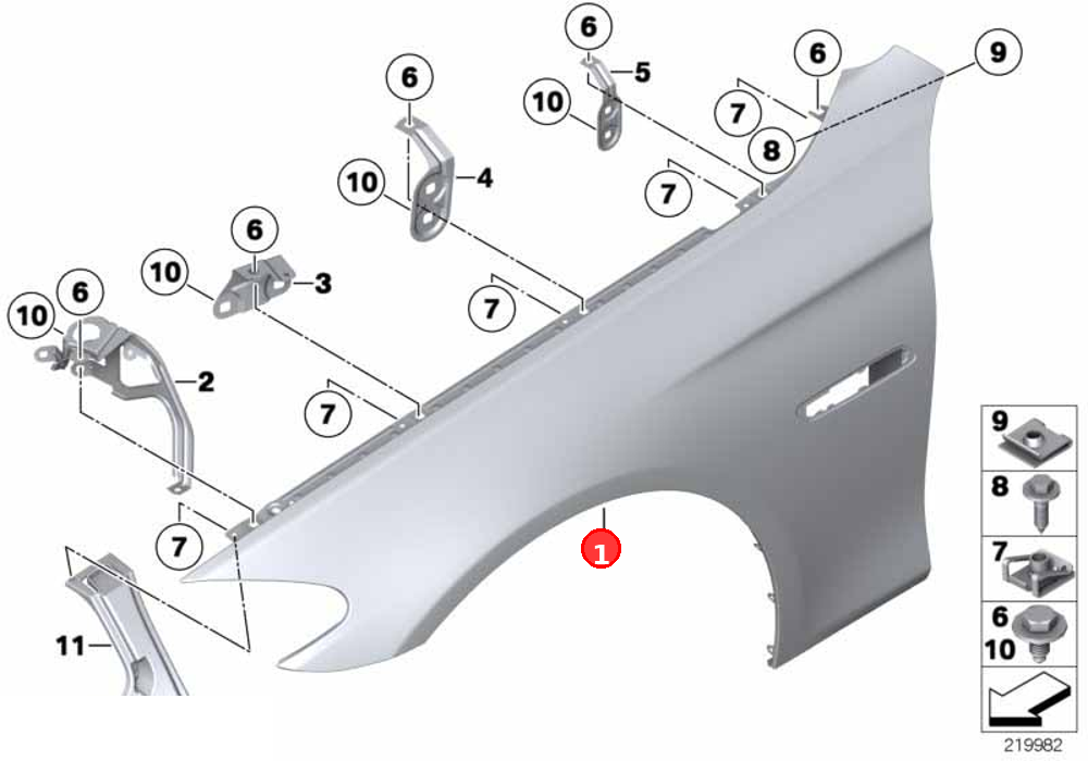 Side panel, front left OE 41357248659