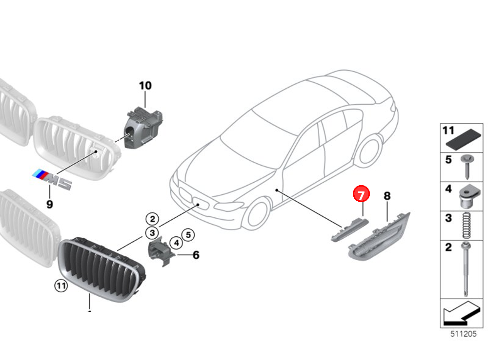 Finisher, side panel, front left OE 51137336645