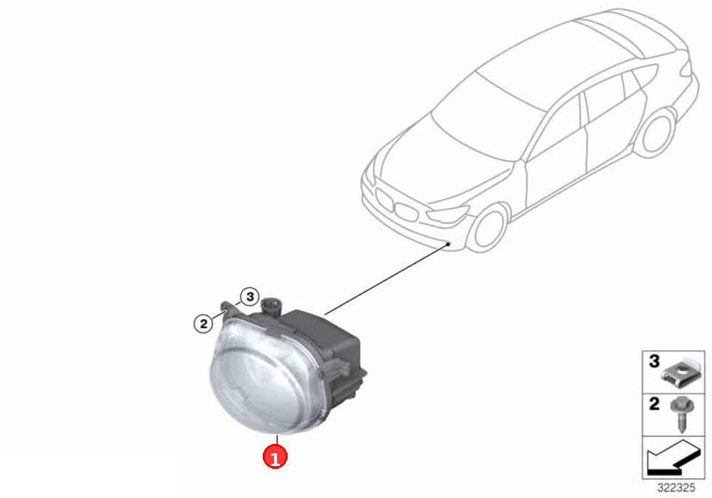 Fog light, LED, left OE 63177311293