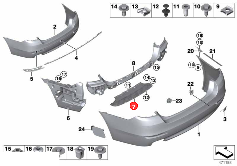 Guide, bottom centre OE 51127184765
